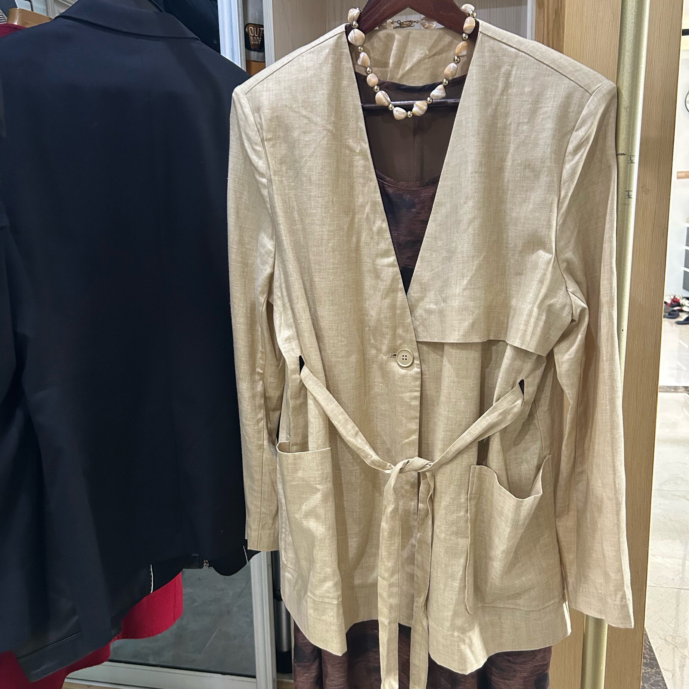 南油高端！设计师款亚麻无领西装女 慵懒休闲宽松西服外套高级感