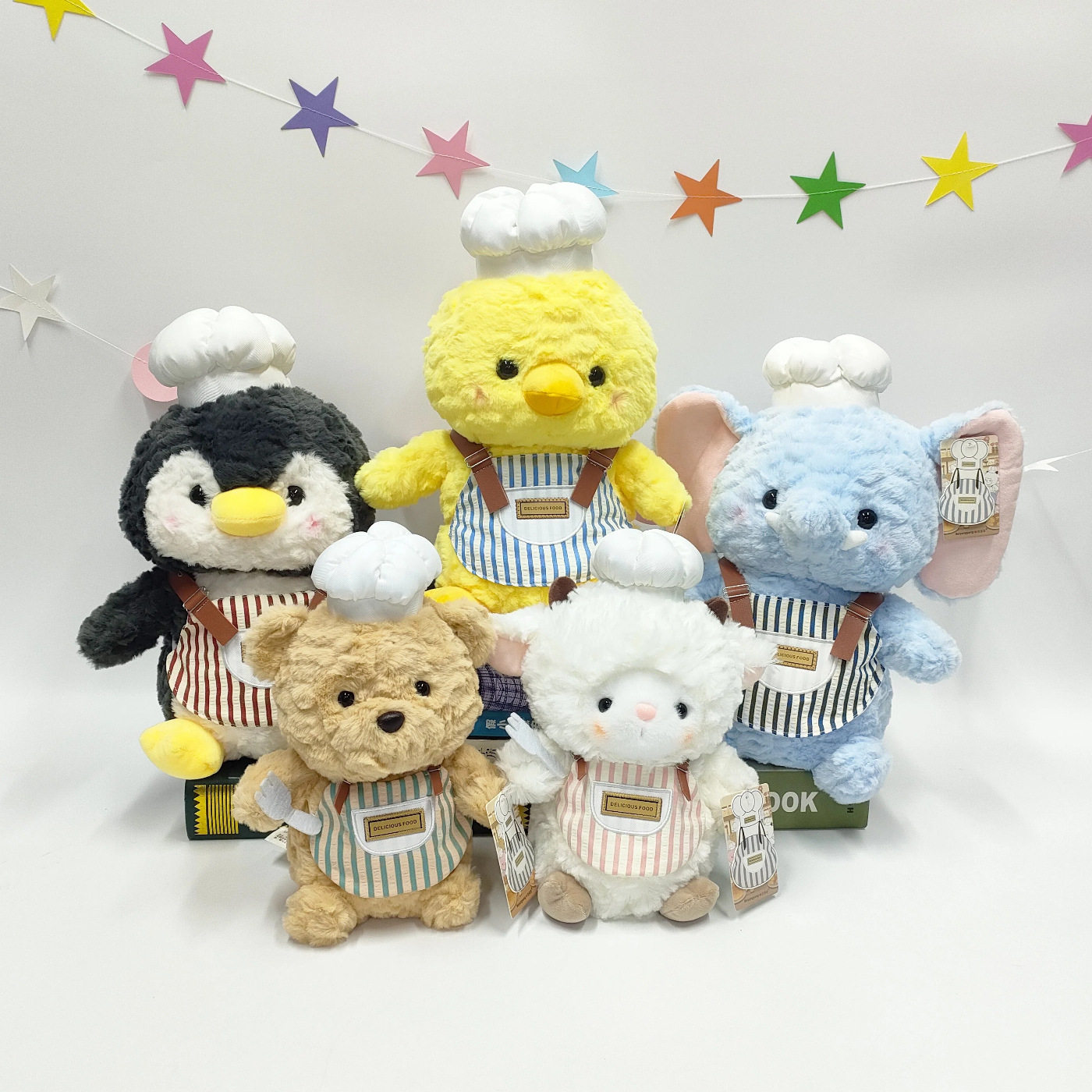 贝洋洋美食家毛绒玩具陪伴小象厨师企鹅小鸡娃娃礼物儿童玩具