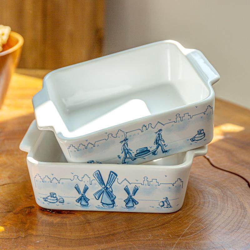 复古陶瓷双耳烤盘家用方形深盘微波炉烤箱空气炸锅可用点心早餐盘,餐饮具,盘,淘宝优惠券,粉丝福利购,淘宝优惠卷