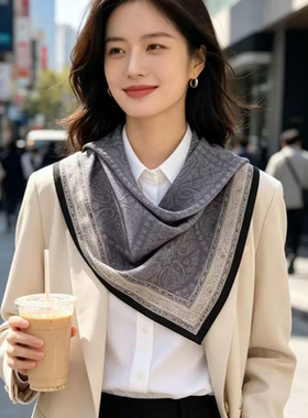 【太阳腰果】100%桑蚕丝方巾真丝双绉女春夏季搭配衬衫裙子领巾