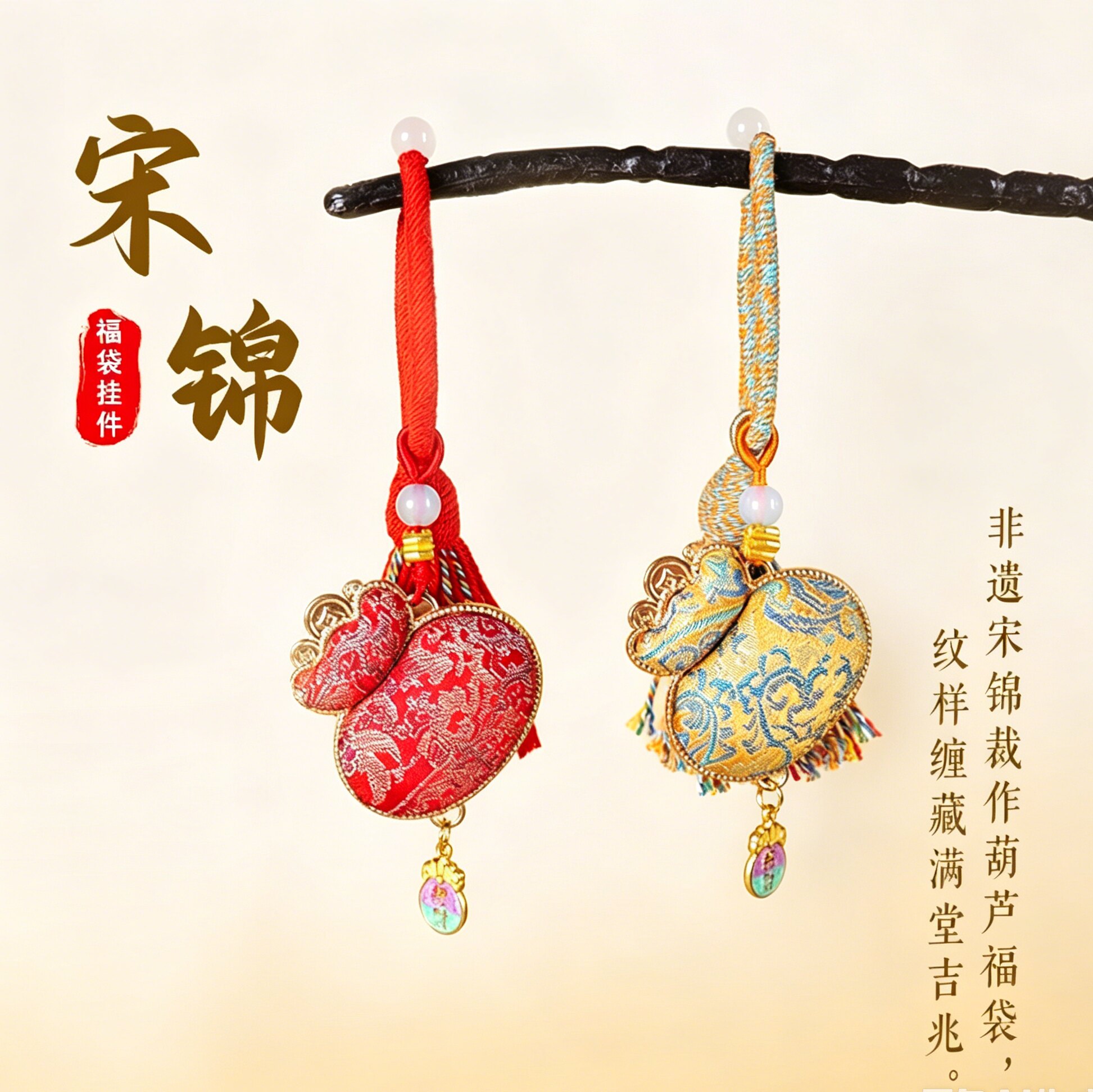 非遗宋锦小马葫芦钥匙扣材料包图片