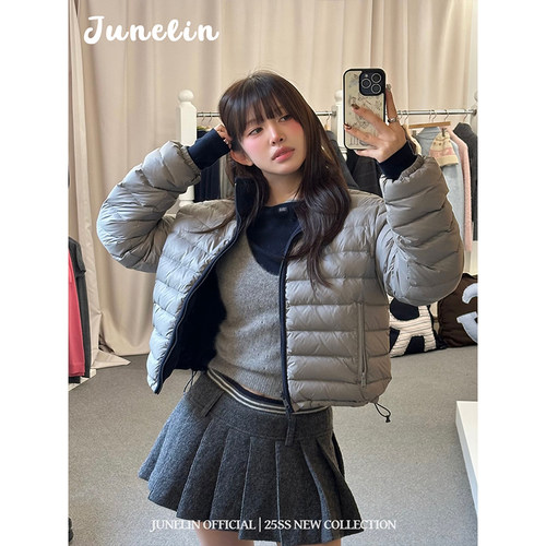 六月林 韩国博主同款时尚百搭设计感小众排骨羽绒服宽松洋气保暖
