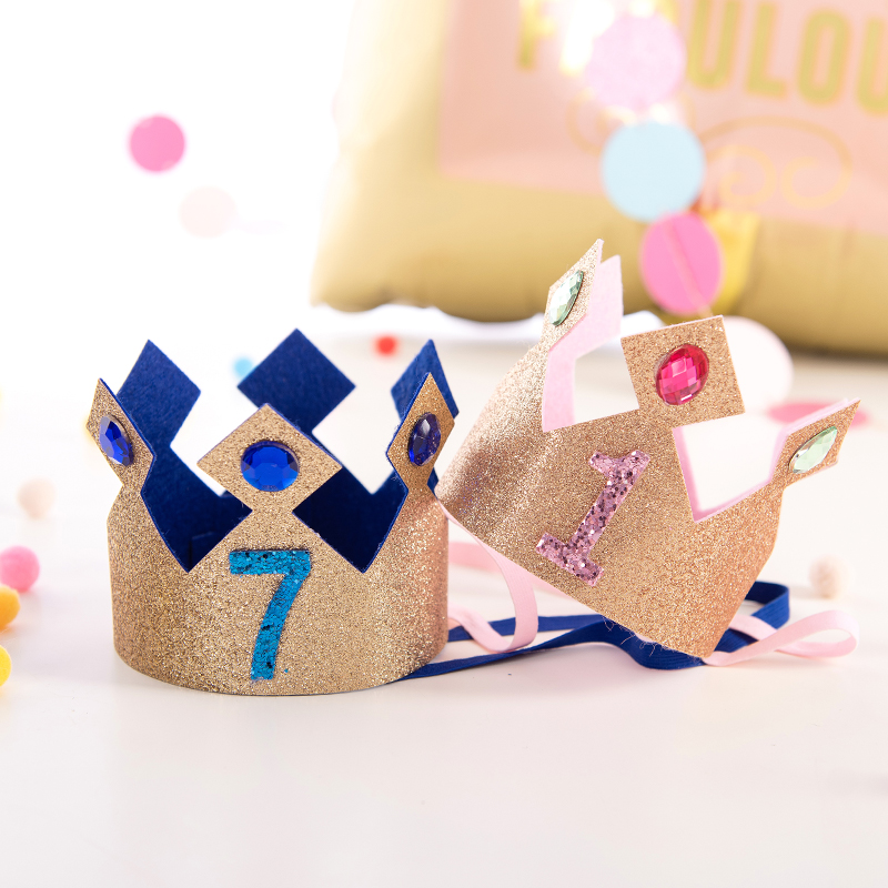 周岁主题数字用品闪亮皇冠帽子