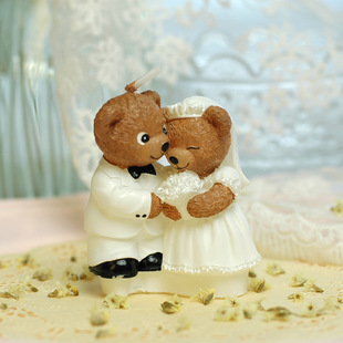 结婚纪念婚礼用品奖品浪漫创意蜡烛送新人泰迪熊生日蛋糕蜡烛表白