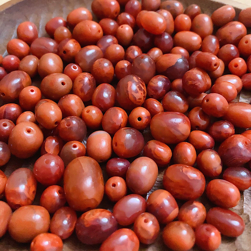 福利天然南红瓦西料柔光火焰纹随形桶珠单颗M豆糖豆手串项链配珠