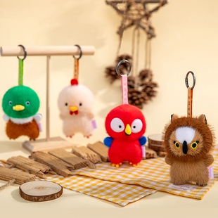 可爱萌宠绿头鸭毛绒挂件包包挂饰钥匙扣公仔金刚鹦鹉小挂饰猫头鹰