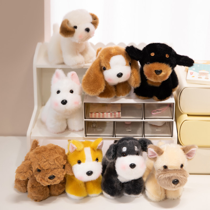 可爱迷你狗狗掌中宝玩偶斗牛比格犬杜宾犬拉布拉多西高地桌伴娃娃