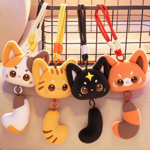 长尾猫咪挂件慵懒风三花猫