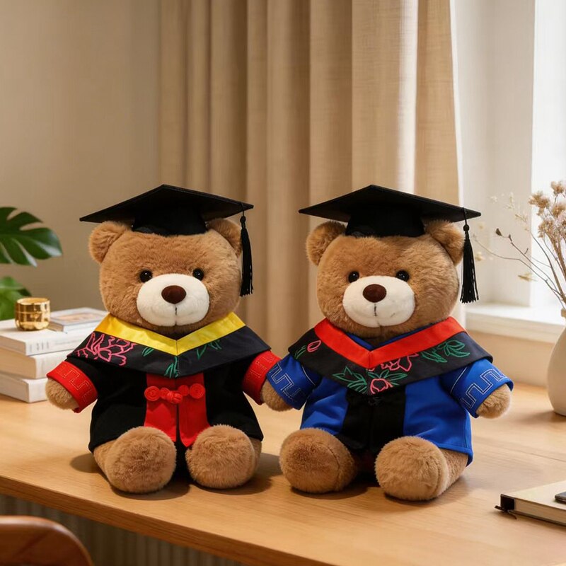 定制毕业公仔硕士博士学士服泰迪熊毛绒玩具大学毕业典礼礼物拍照