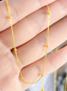 韩版简约叠戴金珠锁骨链女ins潮轻奢项链蛇骨链裸链素链豆豆链子