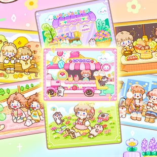 【现货】调调手帐萌物社A5B5双面四季小喵离型本加厚分装胶带收纳