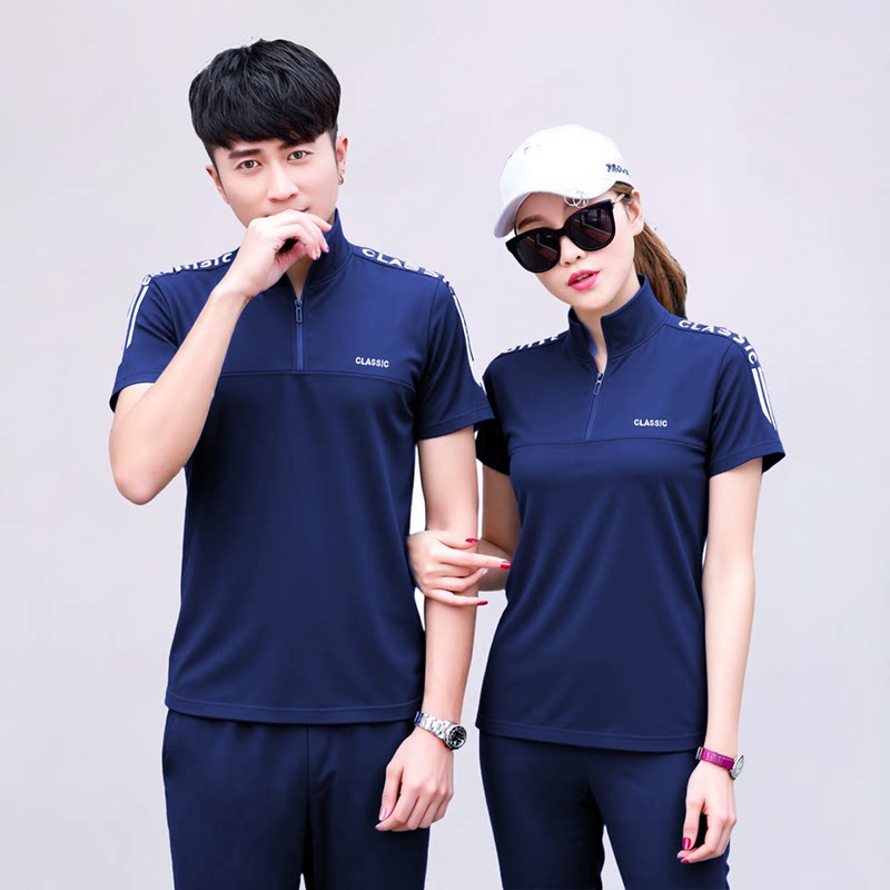 运动套装男士夏季韩版男女情侣运动装两件套短袖透气休闲运动服女