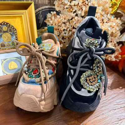 刺绣老爹鞋~26C352 26年早春新款重工纯手工缝制工艺厚底老爹鞋