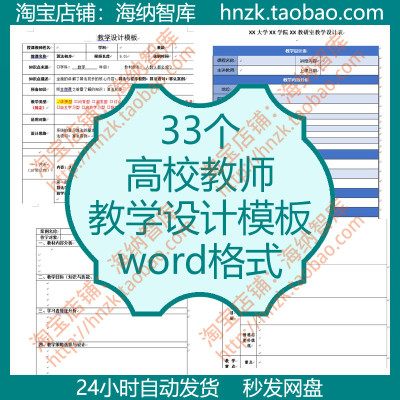 高校教师教学设计模板学科表格大学备课教案通用授导型英文案例