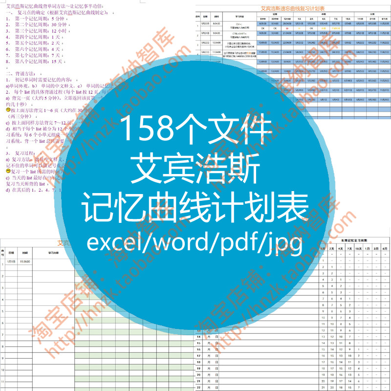 艾宾浩斯记忆曲线计划表格遗忘背诵复习背单词智能时间表excel