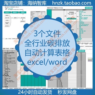 全行业碳排放excel自动计算表格温室气体核算工具ISO14064 GHG