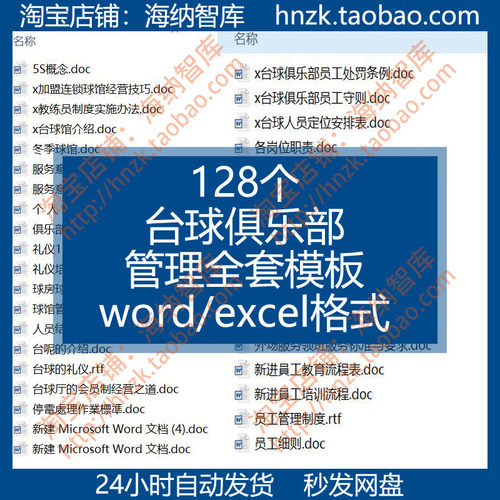 台球馆俱乐部管理制度模板表格服务规章教练员工工作流程表单细则