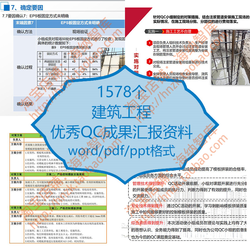 建筑工程QC成果报告案例模板资料中建优秀汇报施工质量控制合格率 商务/设计服务 设计素材/源文件 原图主图