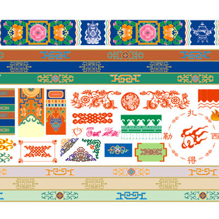 民族风图案矢量印刷素材 藏族图案底纹素材 藏族图案矢量素材