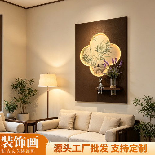 法式中古立体砂岩客厅背景墙画