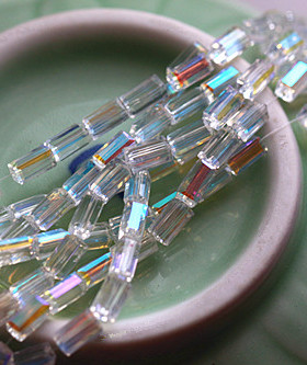 水墨音色 发簪步摇配件 cos/DIY 流苏材料 6*2MM幻彩玻璃长管珠