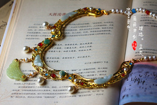 岫玉汉服项圈 水墨音色 芷戈 或材料包 cos 大明少女项链 璎珞