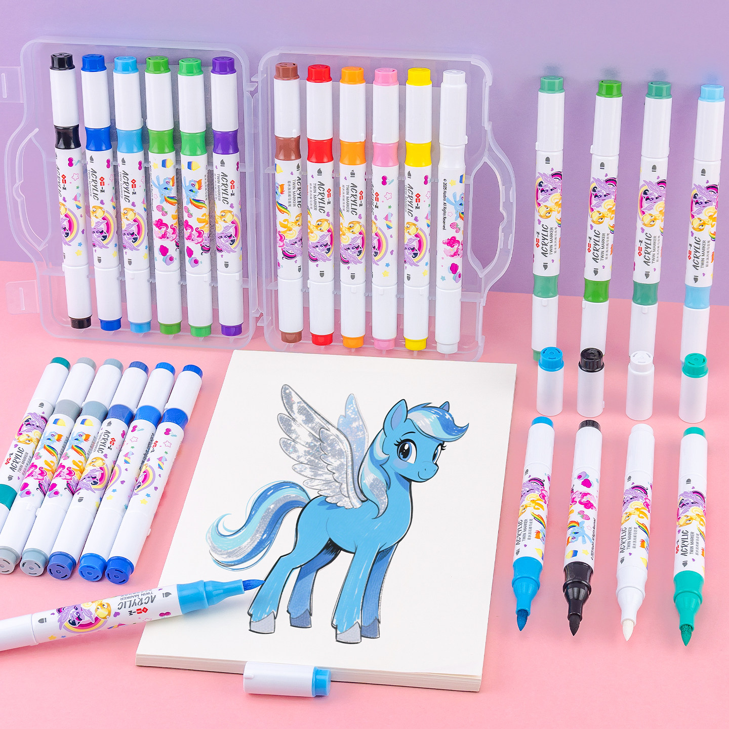 一正易水洗双头丙烯马克笔套装学生专用绘画涂鸦水彩笔儿童画笔