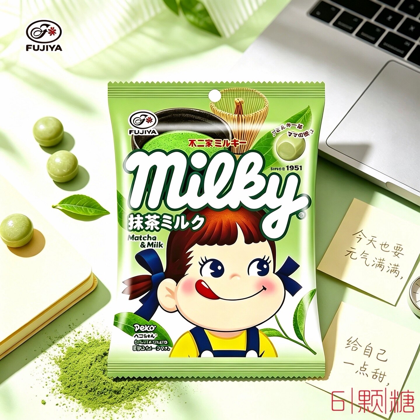 新品日本进口零食不二家Milky特浓宇治抹茶牛奶糖软糖高颜值喜糖