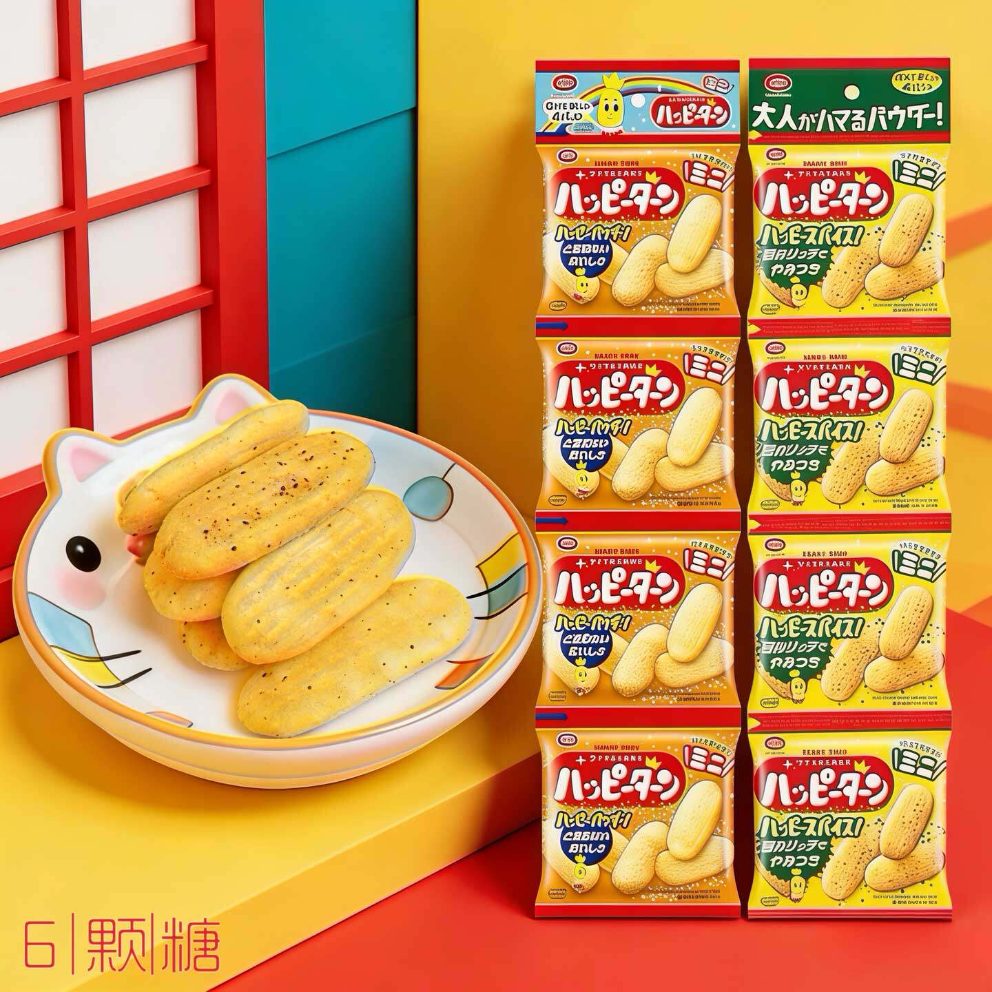 日本进口龟田制果HappyTurn迷你香料仙贝日式海苔米果原味脆米饼