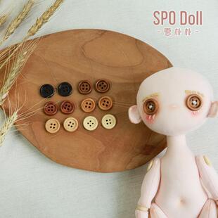 雪朴朴娃娃眼睛木扣鬼妈妈纽扣手工diy扣子复古木质圆形细边四眼