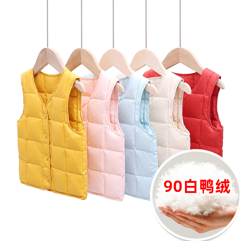 儿童羽绒服马甲轻薄款男童女童90白鸭绒婴儿宝宝羽绒背心0-3-6岁