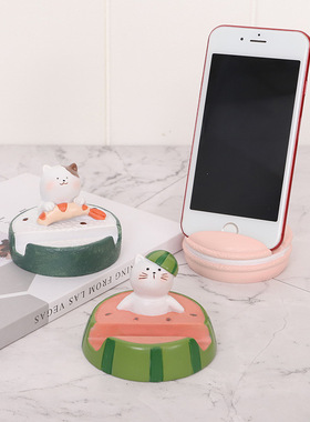 可爱猫咪手机支架创意家居装饰品客厅办公室桌面小摆件少女心礼物