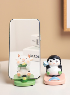 垂钓小分队手机架创意动物治愈系小摆件办公室桌面装饰品送礼好物