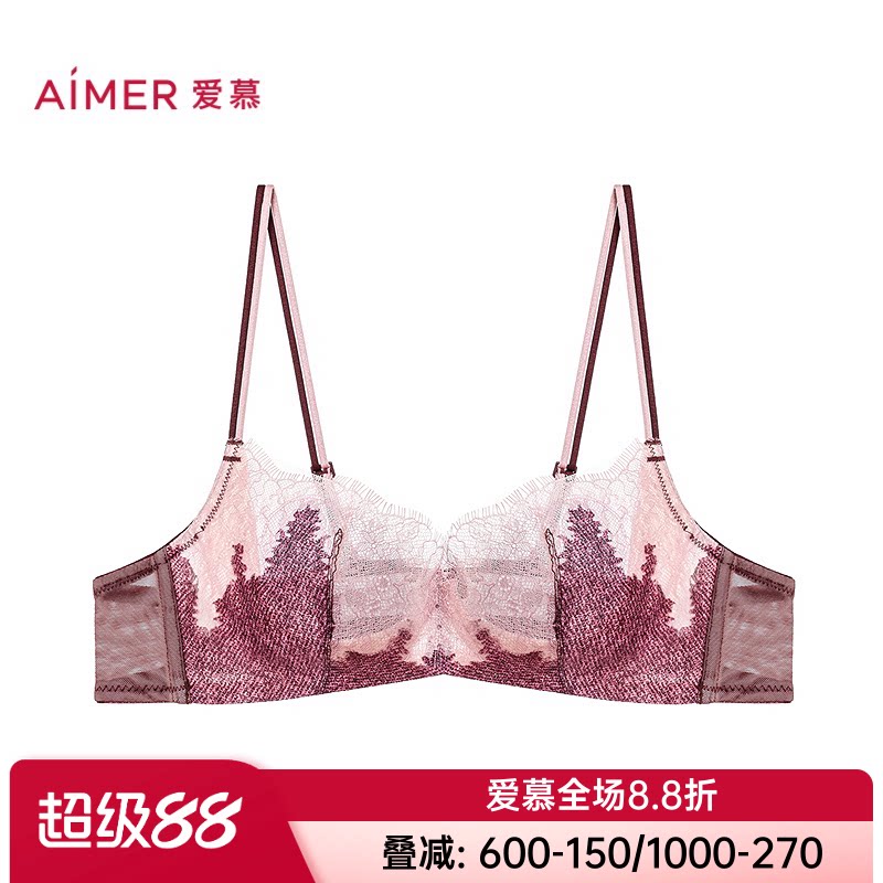 爱慕正品仙踪内衣女3/4软托薄纱杯大胸显小超薄性感文胸AM13D321
