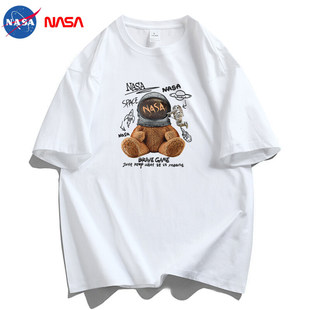 男潮头盔棕熊 男T恤印花百搭港风简约短袖 新款 NASA夏季