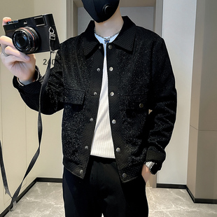 P108 2023秋冬男士 J77 控148 翻領(lǐng)夾克男外套 黑色