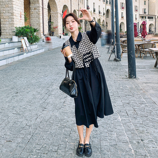 首发 P145 现货千鸟格马甲连衣裙高级感套装 A511 K198 2C002 新款