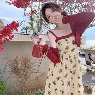 【现货上新！】针织开衫两件套碎花连衣裙2c079-9106-p140-k198