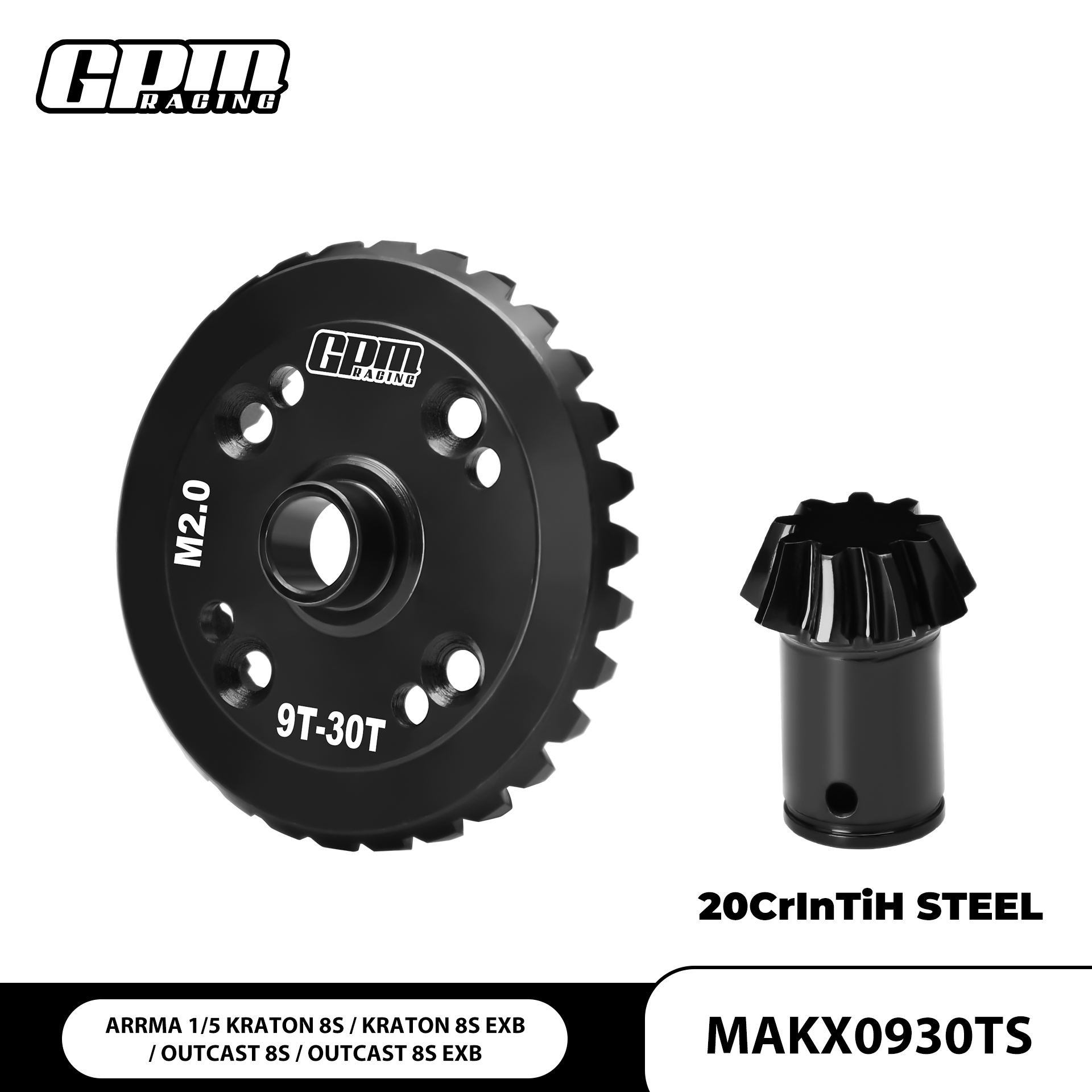 GPM ARRMA 1/5 大卡屯大流浪前后通用差速螺旋齿30/9T 2.0模