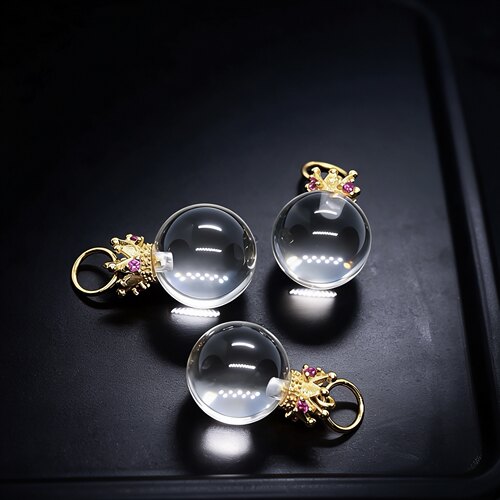 S925镀金镶白水晶桶珠隔珠DIY