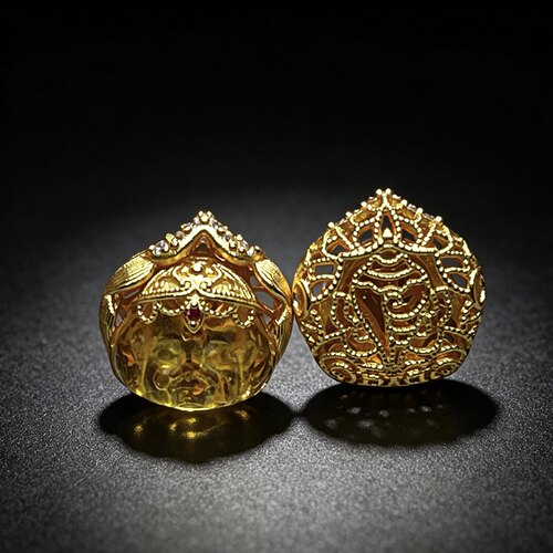 S925银镀金镶琥珀隔珠配件