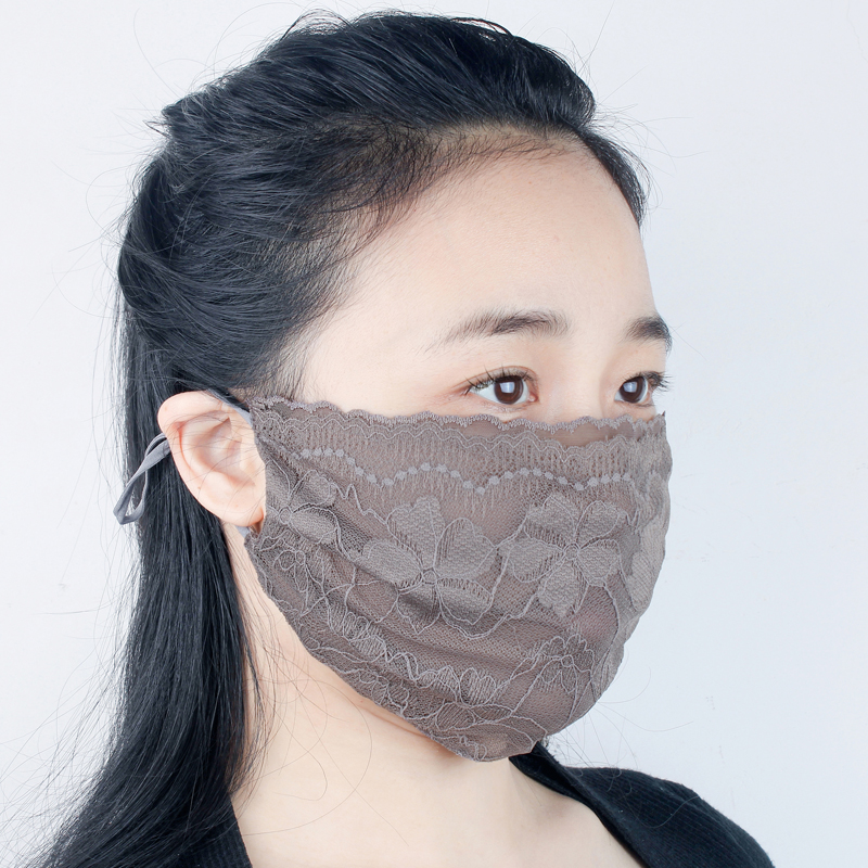 时尚女士百搭网纱双层韩版可调节夏季透气蕾丝双层花边加大口罩
