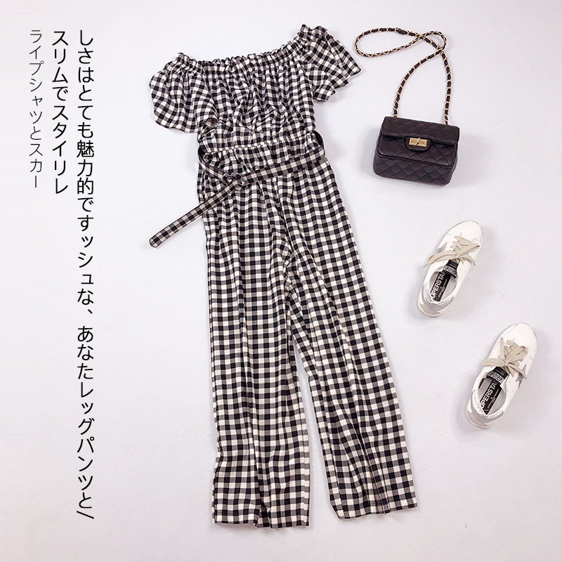 CO000133設計師高品質定制 夏季新款一字肩高腰連體衣服闊腿褲