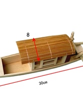 手摇带棚子小船有篷小木船模型 木制蓬蓬小渔船打渔船摆件乌篷船