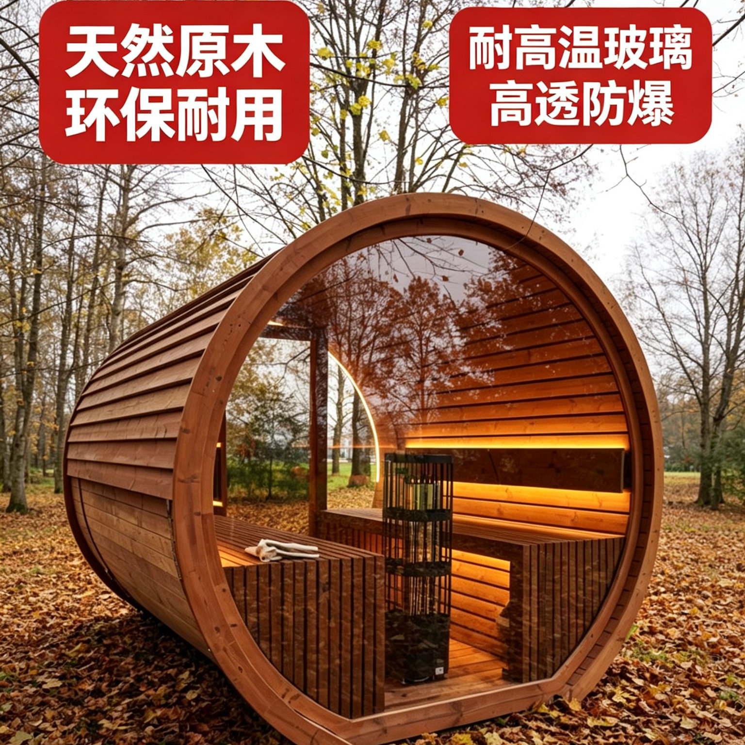 户外实木桑拿房干湿分离可定制