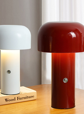 网红flos蘑菇台灯卧室餐厅客厅包豪斯红色充电触摸氛围床头小夜灯