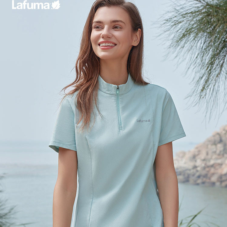 LAFUMA乐飞叶户外春夏吸湿速干衣立领短袖T恤女半拉链运动polo衫