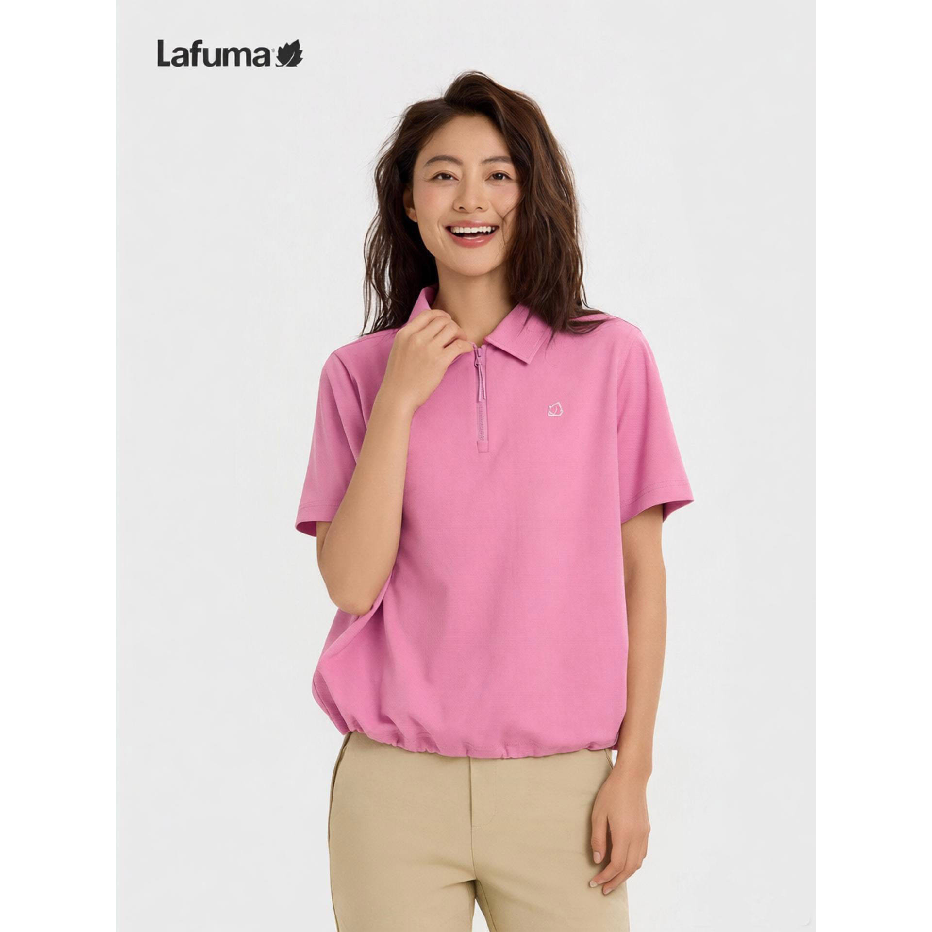 LAFUMA乐飞叶户外吸湿速干半拉链POLO衫短袖T恤女宽松通勤上衣