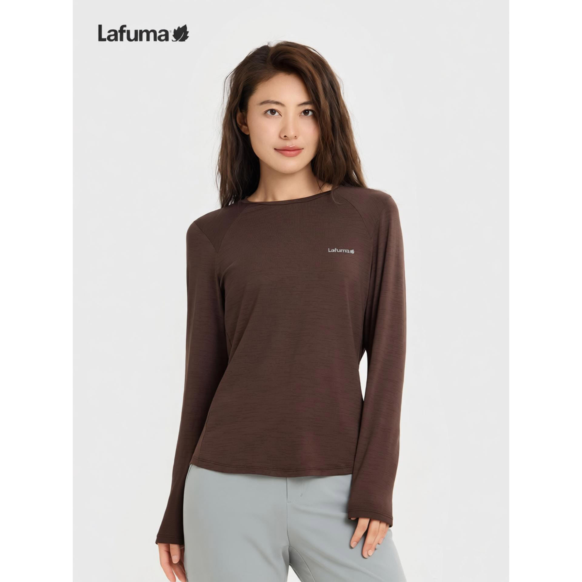 LAFUMA乐飞叶户外运动圆领长袖T恤女士百搭打底衫时尚休闲上衣