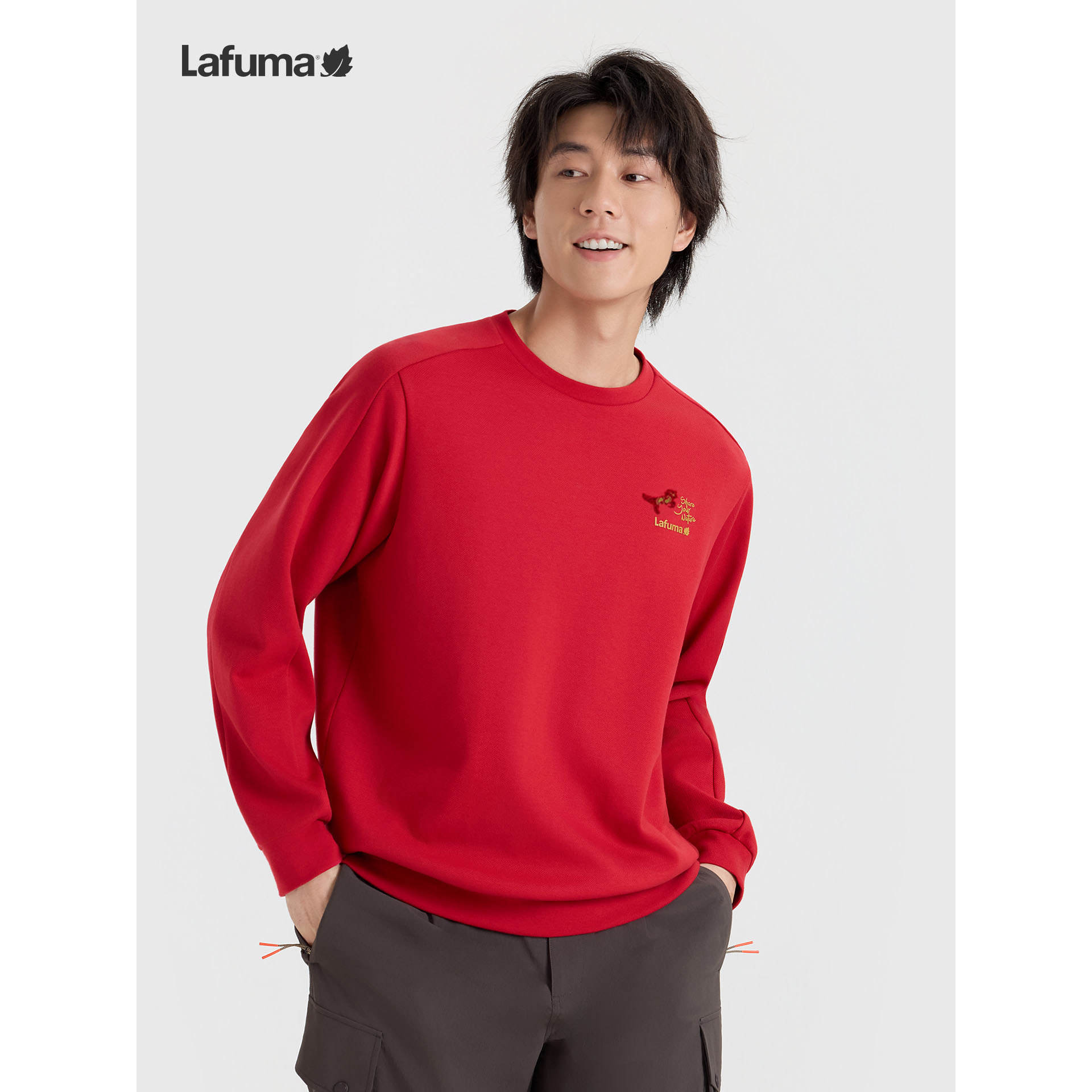 Lafuma户外新年红男宽松卫衣